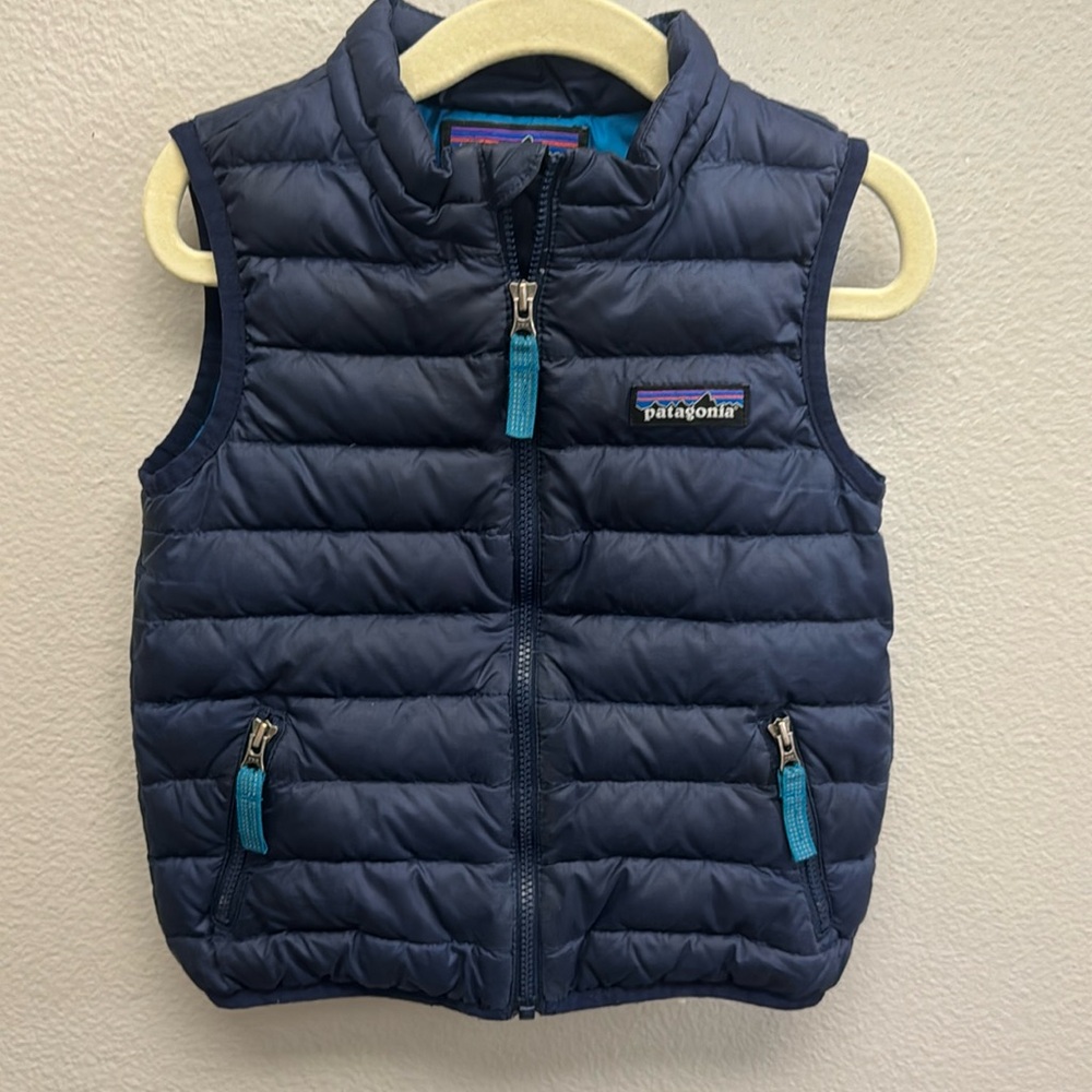 Patagonia Down Sweater Puffy Vest, Navy 2T
